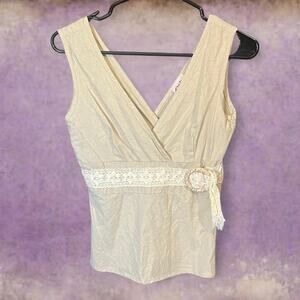 Y2k beige sleeveless top